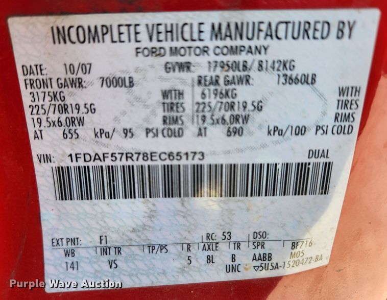 image for item JB9763 2008 Ford F550 Super Duty XL  dump truck