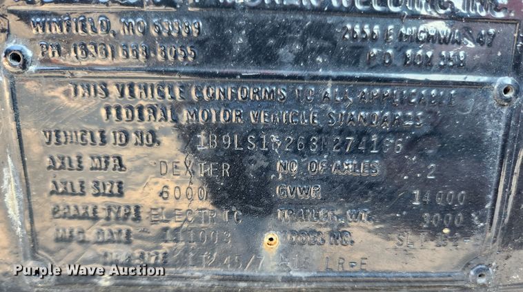 image for item JB9764 2003 Brooks Brothers SLT1523-E  tilt deck equipment trailer