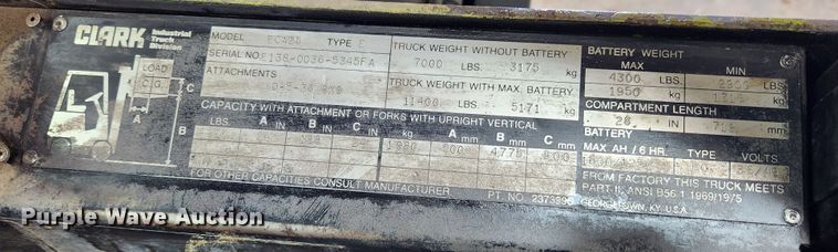 image for item JB9785 Clark ECA25  forklift