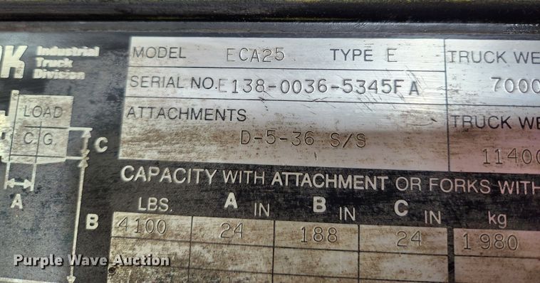 image for item JB9785 Clark ECA25  forklift