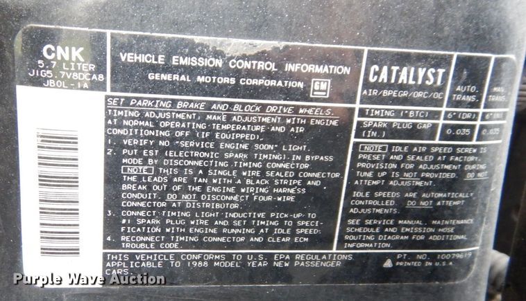 image for item JK9036 1988 Chevrolet Corvette  convertible