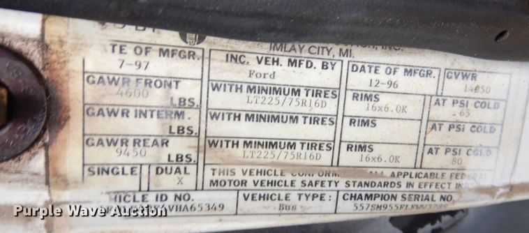 image for item JL9780 1997 Ford E450  shuttle bus