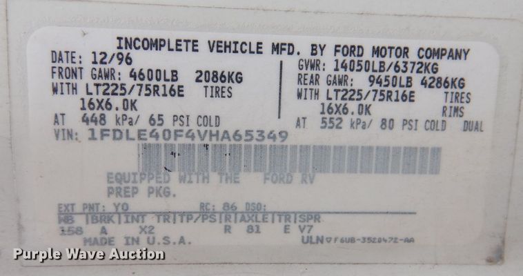 image for item JL9780 1997 Ford E450  shuttle bus