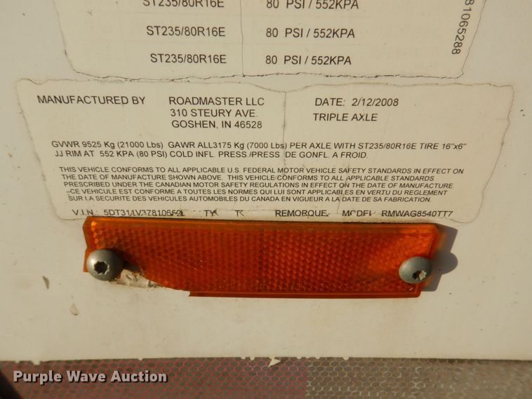 image for item JL9796 2008 Roadmaster  enclosed cargo trailer