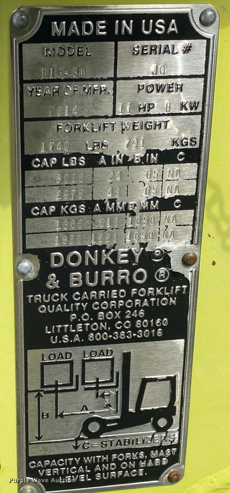 image for item JW9317 2014 Donkey Burro B13-3K  forklift
