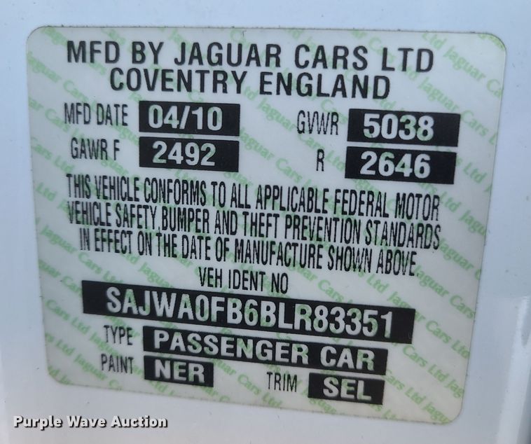 image for item JW9958 2011 Jaguar XF