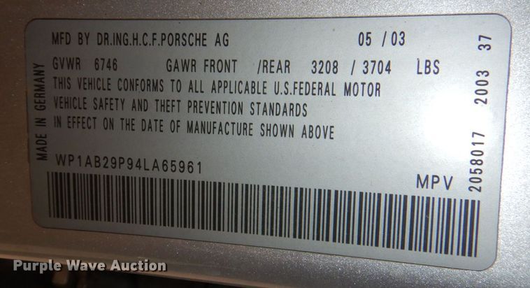 image for item JZ9045 2004 Porsche Cayenne S  SUV