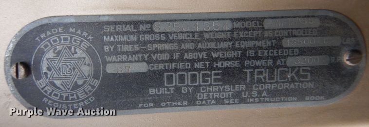 image for item KW9694 1947 Dodge WFMA38  flatbed truck