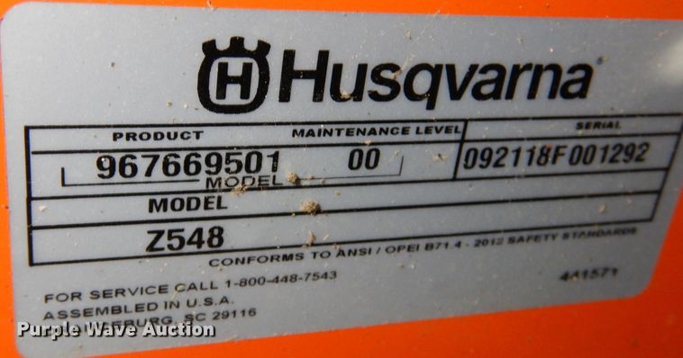 image for item KW9707 2019 Husqvarna Z548  ZTR lawn mower