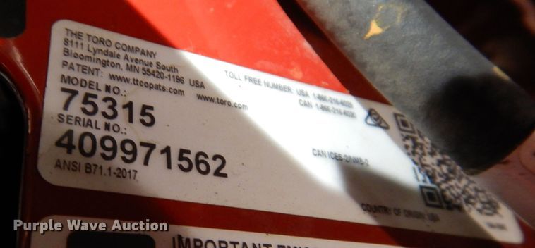 image for item KW9708 2021 Toro Titan  ZTR lawn mower