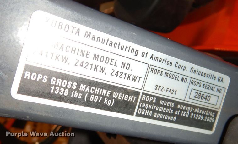 image for item KW9713 Kubota Z411  ZTR lawn mower