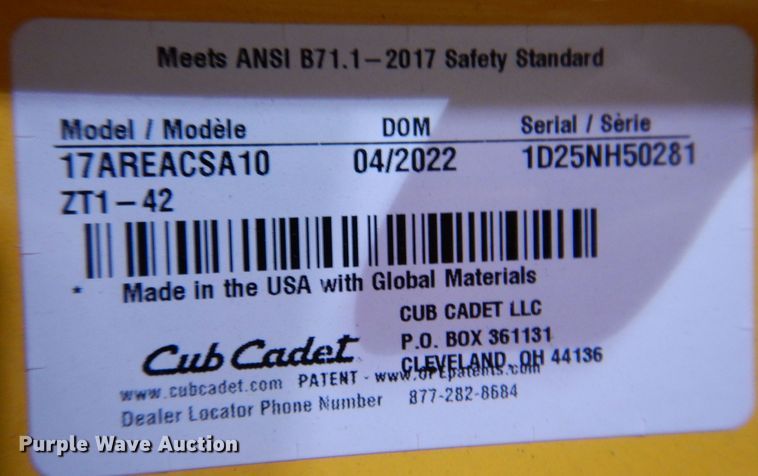 image for item KW9716 2022 Cub Cadet Ultima ZT1  ZTR lawn mower