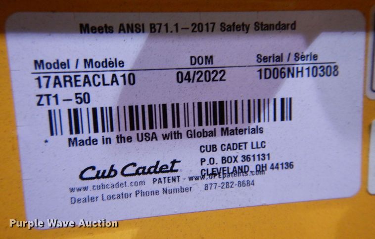 image for item KW9717 2022 Cub Cadet Ultima ZT1  ZTR lawn mower