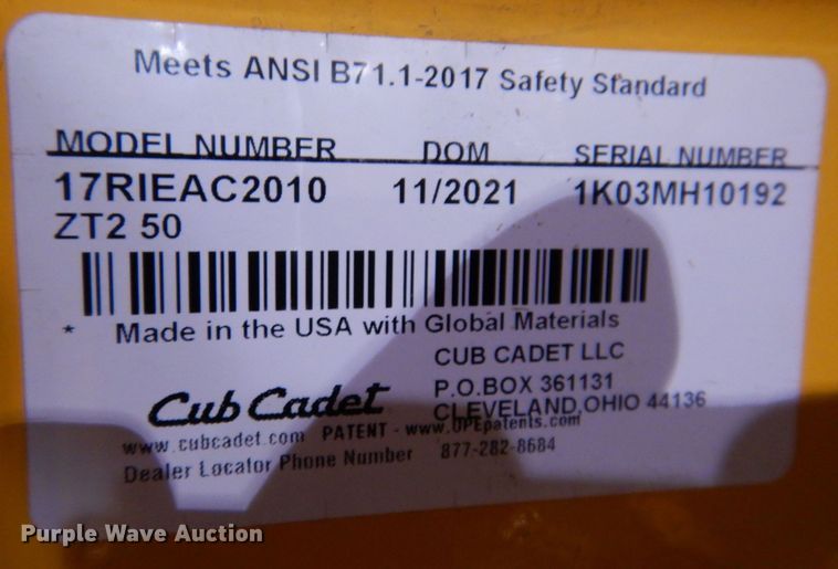 image for item KW9722 2022 Cub Cadet Ultima ZT2  ZTR lawn mower