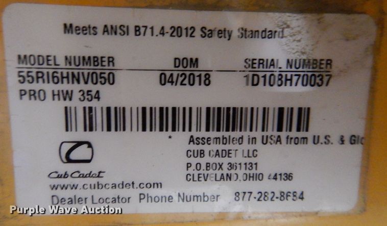 image for item KW9723 2018 Cub Cadet Pro HW300  ZTR lawn mower