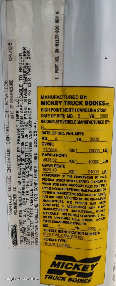 image for item LK9322 2006 Freightliner M2  delivery truck