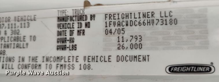 image for item LK9322 2006 Freightliner M2  delivery truck