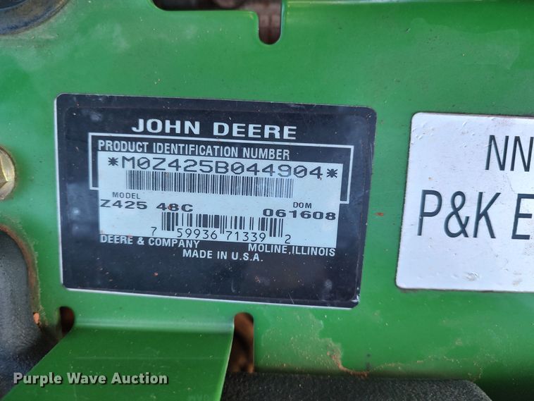 image for item LK9376 2008 John Deere Z425  ZTR lawn mower