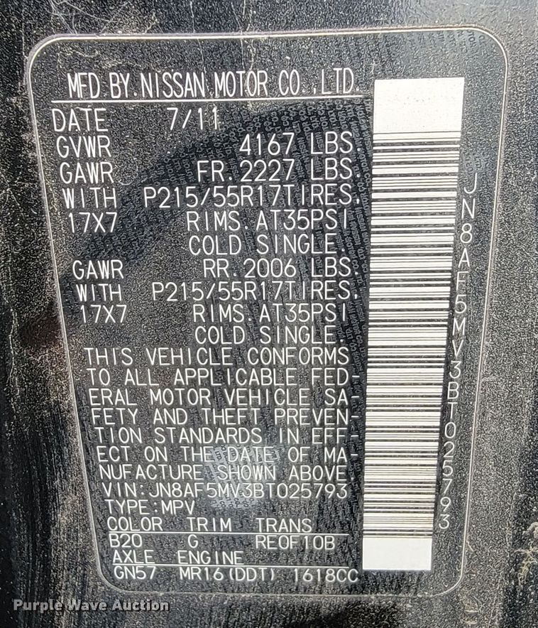 image for item LL9739 2011 Nissan Juke  SUV