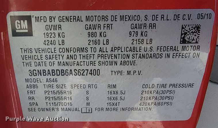 image for item LL9742 2010 Chevrolet HHR LT