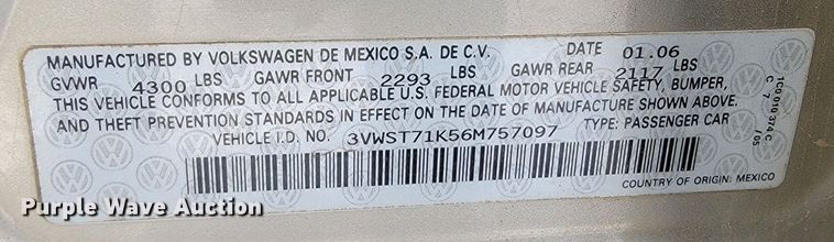 image for item LL9744 2006 Volkswagen Jetta