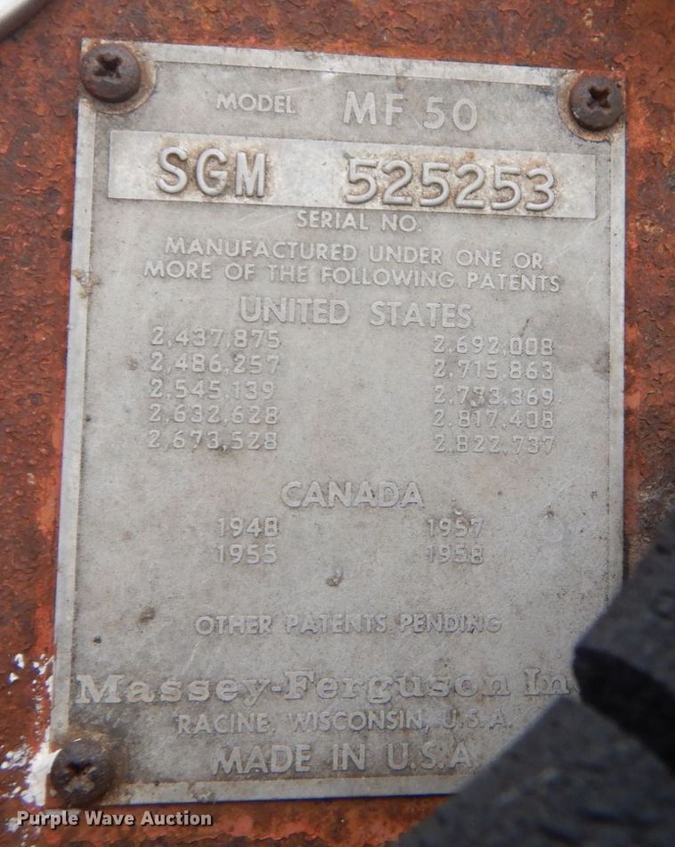 image for item LS9930 1959 Massey Ferguson 50  tractor