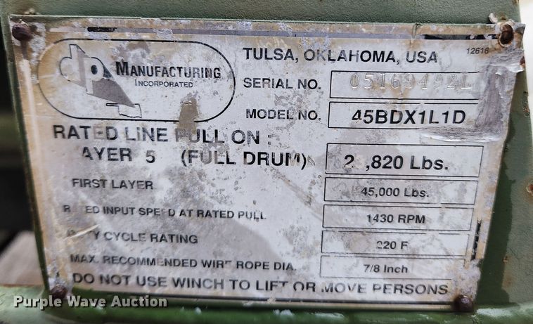 image for item MK9525 DP 45BDX1L1D  winch