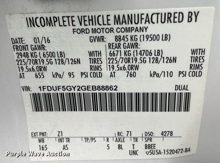 image for item MR9520 2016 Ford F550 Super Duty XL  utility / service truck