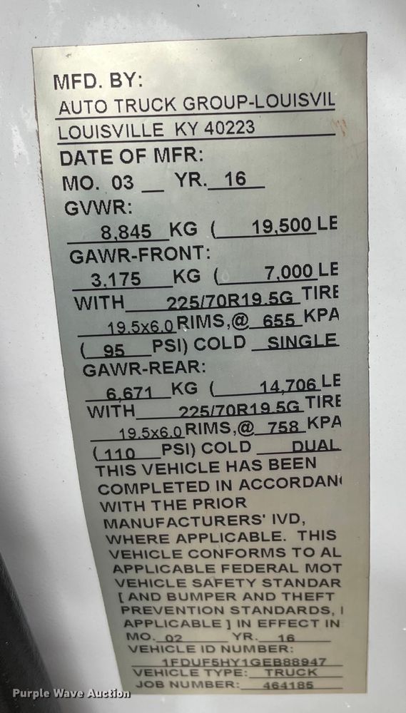 image for item MR9520 2016 Ford F550 Super Duty XL  utility / service truck