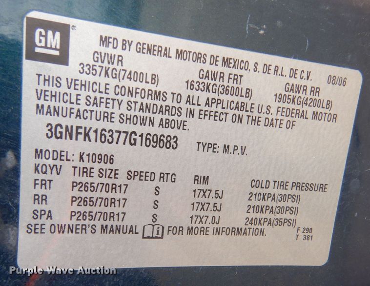 image for item MT9797 2007  Chevrolet Suburban  SUV