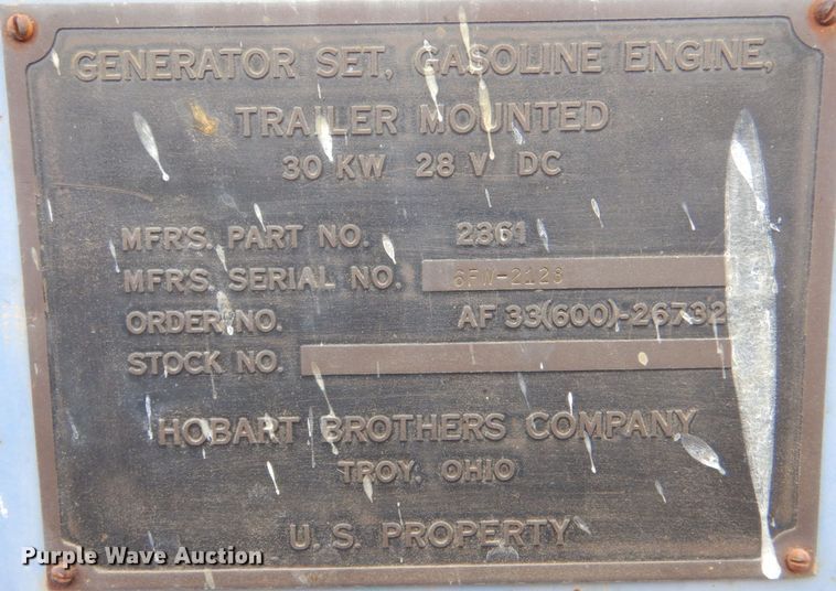 image for item MT9813 Hobart Brothers Company  generator