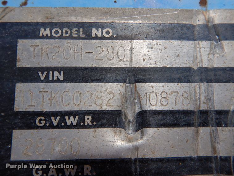 image for item MT9839 1986 Trail King TK20H-280  equipment trailer