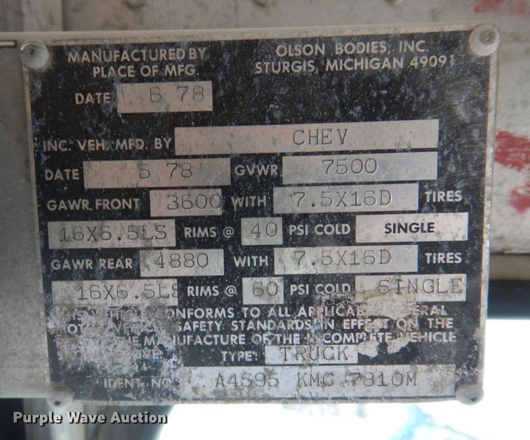 image for item MW9384 1978 Chevrolet  delivery truck