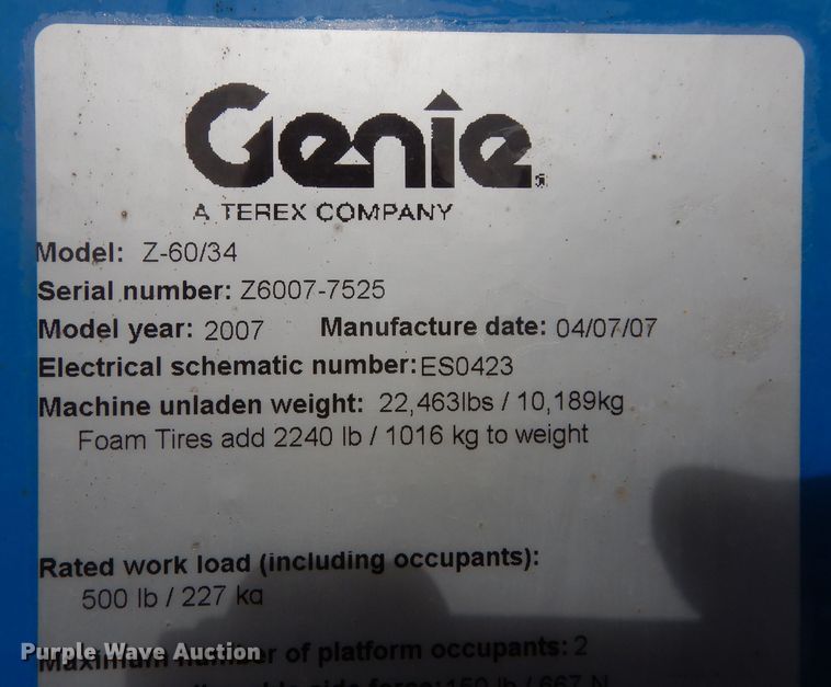 image for item DI6896 2007 Genie Z60/34  boom lift