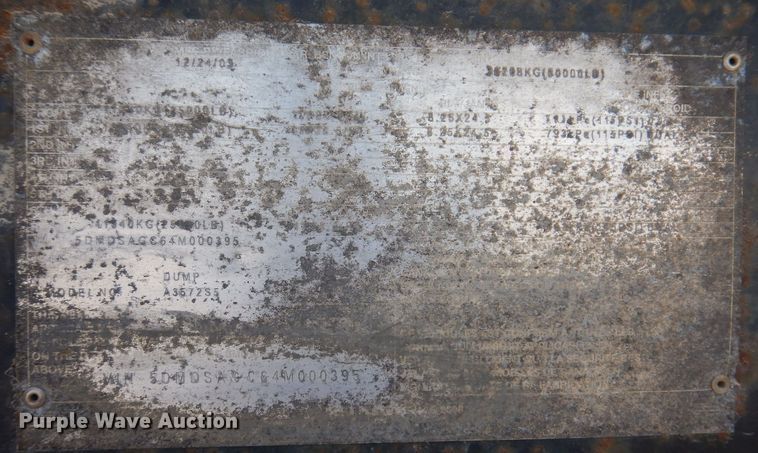 image for item DK2042 2004 Benson  end dump trailer