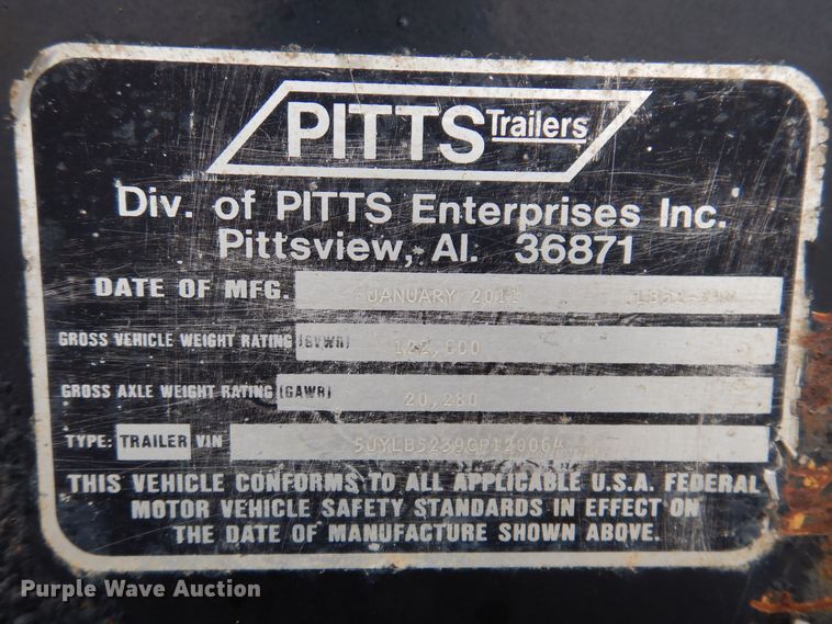 image for item DK2054 2012 Pitts LB52-24D  lowboy equipment trailer