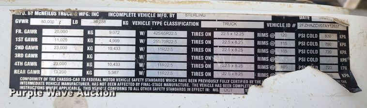 image for item DM4873 2007 Sterling LT9500  ready mix truck