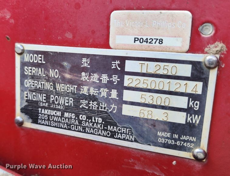 image for item DM4908 2011 Takeuchi TL250  tracked skid steer loader