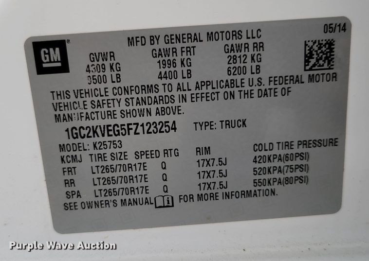 image for item DM8107 2015 Chevrolet Silverado 25000HD  Double Cab pickup truck