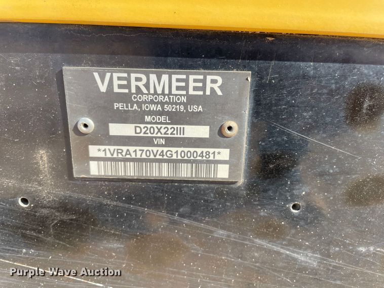image for item DN4499 2016 Vermeer D20X22 Navigator S3  directional boring unit