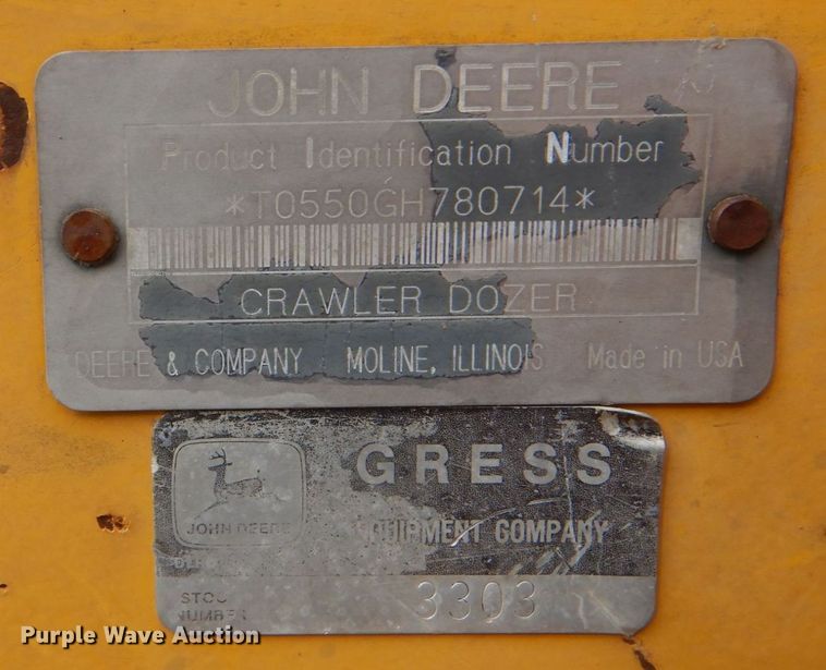 image for item DO1658 1992 John Deere 550G  dozer