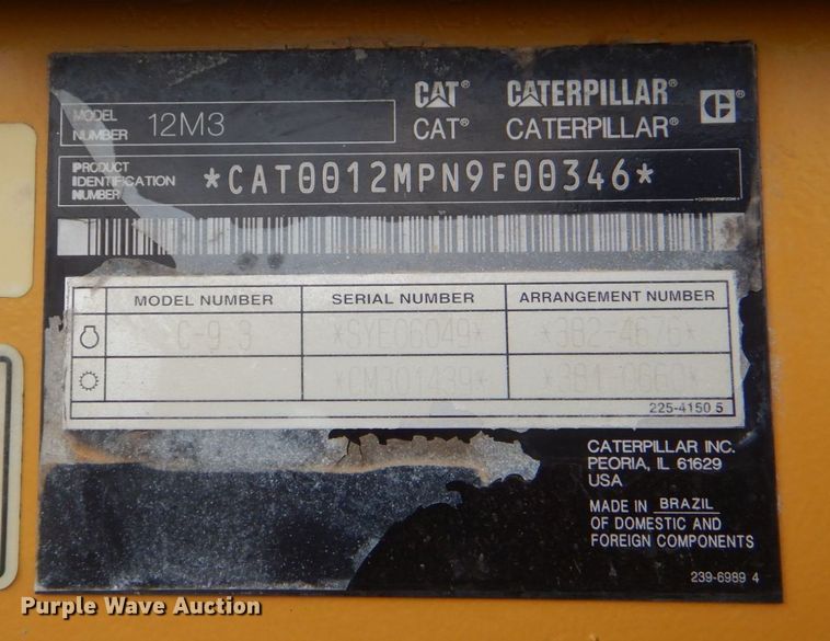 image for item DO1659 2015 Caterpillar 12M3  motor grader