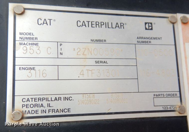 image for item DP0412 1996 Caterpillar 953C  track loader