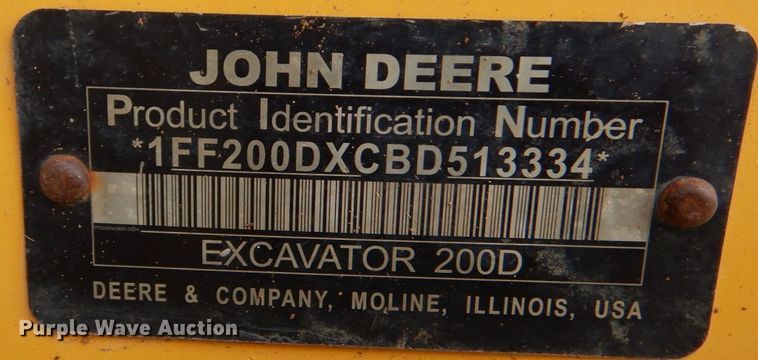 image for item DP8586 2011 John Deere 200D LC  excavator