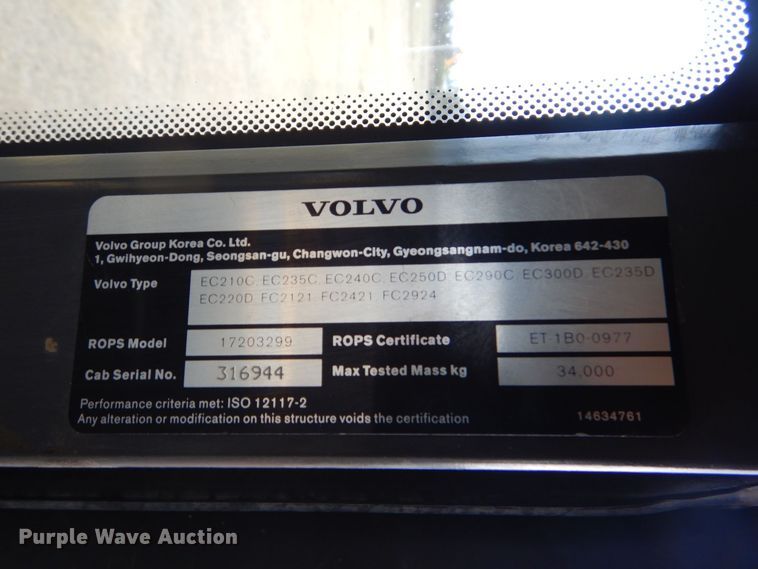 image for item DP8588 2012 Volvo EC220DL  excavator