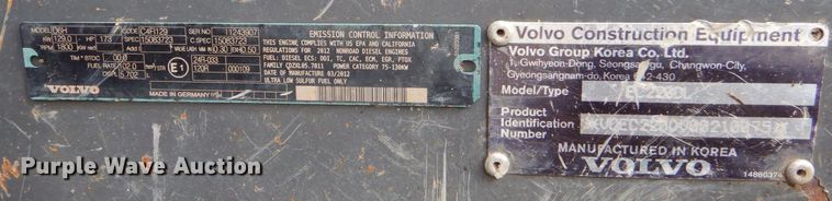 image for item DP8588 2012 Volvo EC220DL  excavator