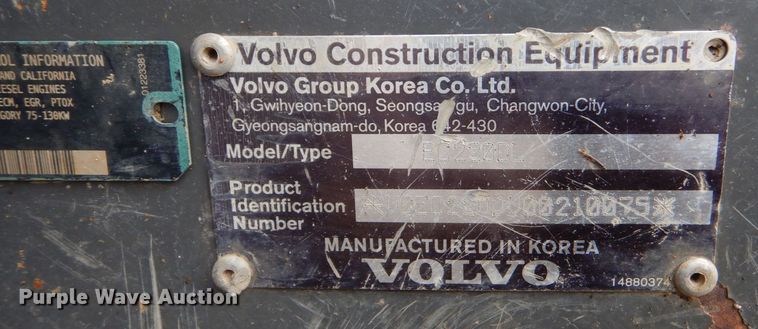image for item DP8588 2012 Volvo EC220DL  excavator