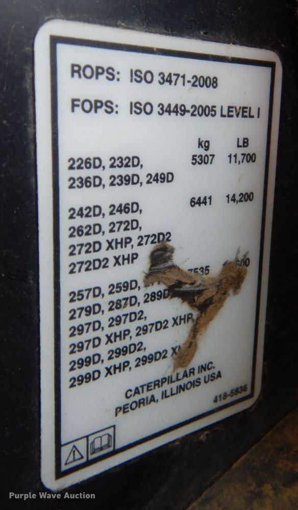 image for item DP8591 2018 Caterpillar 289D  tracked skid steer loader