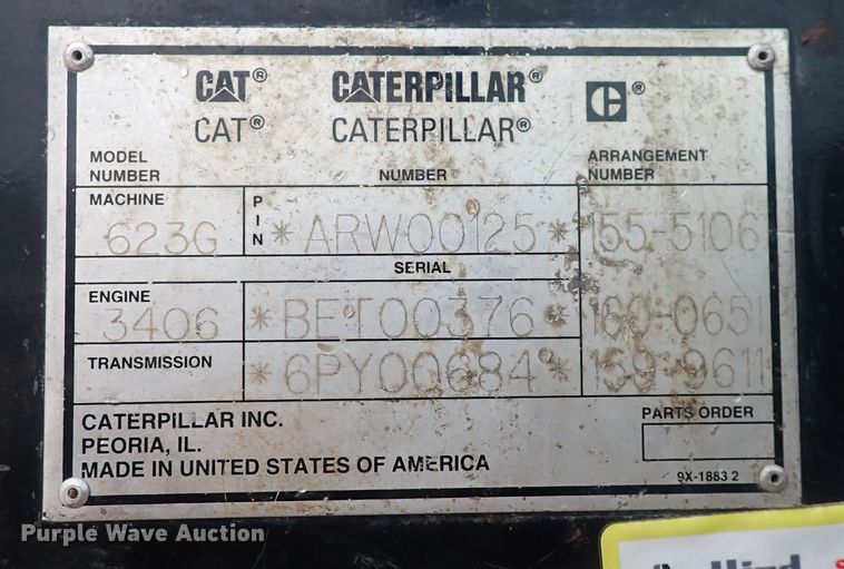 image for item DQ4923 2001 Caterpillar 623G  elevating scraper