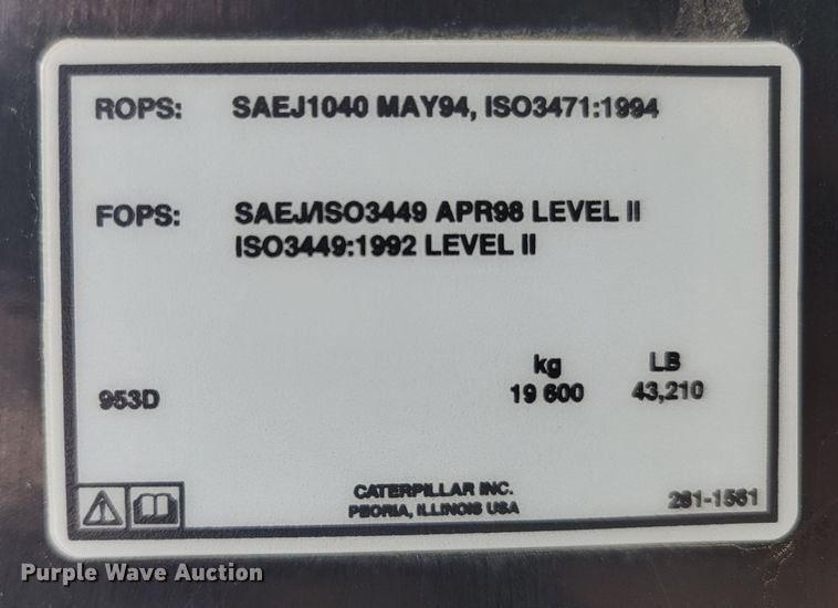 image for item DR3354 2007 Caterpillar 953D  track loader